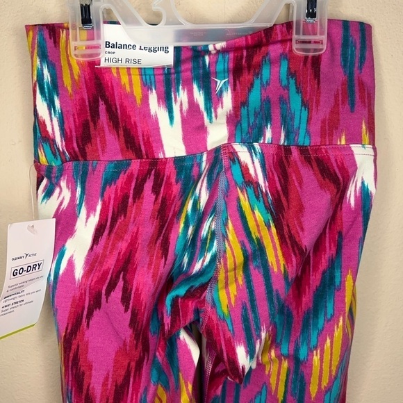 XS NEW OLD NAVY COLORFUL LEGGINGS TRIBAL PINK HIGH RISE STRETCH  ATHLETIC - Picture 6 of 11